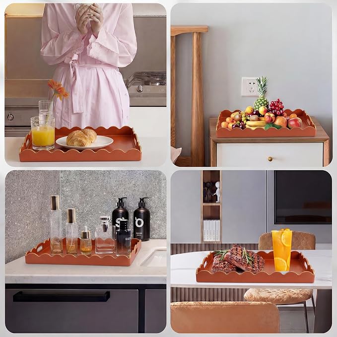 AGIOTA Coffee Table Trays for Living Room Serving Tray with Handles, Modern Large Tray for Ottoman Coffee Table