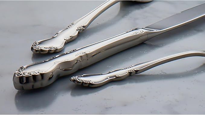 Oneida Dover 45-Piece 18/10 Silverware Set for 8, Flatware | mirror finish, dishwasher safe | includes serving spoons and utensil set | cutlery set, wedding silverware