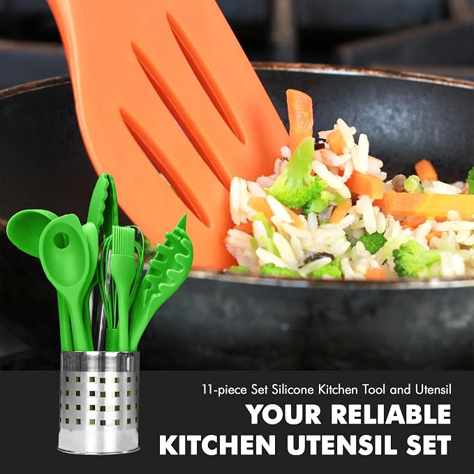 Chef Craft Premium Utensil Set Kitchen, Green, 11 Piece Set (42107)