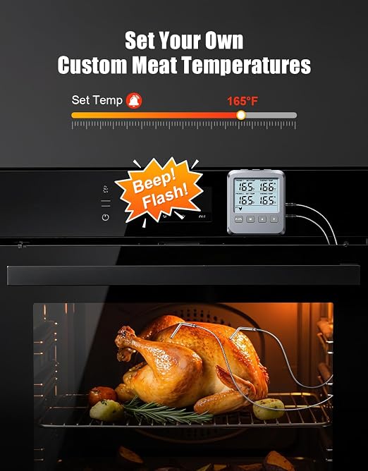 Dual Probe Meat Thermometer Digital for Cooking, Grilling & Smoking | Large LCD Backlight & Alarm, Kitchen Food Grill Thermometer, Smoker Accessories for BBQ Oven Oil Fry, Gifts for Men Dad