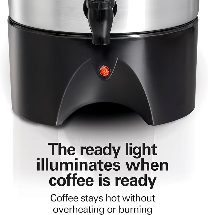 Hamilton Beach 45 Cup Coffee Urn and Hot Beverage Dispenser, Silver | Fast Brewing 1 Minute Per Cup | Makes 15-45 Cups | Two-Way Lever For Manual Or Continuous Pouring | Silver | 40515G