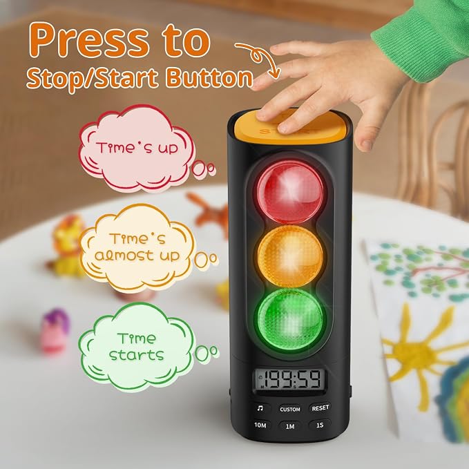 Traffic Light Visual Timer&ADHD Tool for Kids Adults Display Volume Adjustment, with 4 Ringtones for Classroom Desk Home Kitchen Game Countdown Pause Memory Function Charger Type C Included | visual meeting Classroom Desk Kitchen Type C Included Back t...
