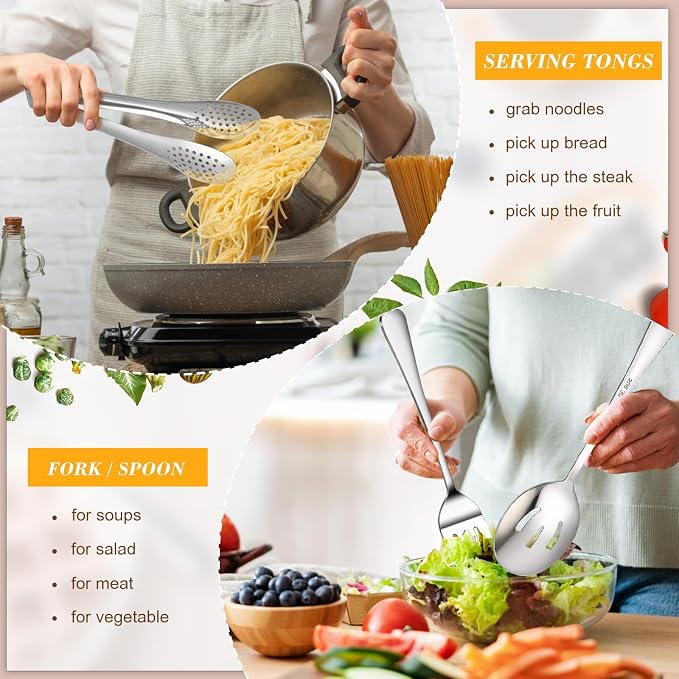 10PCS 18/8 Stainless Steel Serving Utensils Set