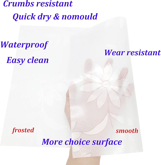 Thick Waterproof Placemats Wipe Clean Plastic Placemats Set of 4 Placemat for Kitchen Dinner Table Place Mats Dining Placemats Plastic, Wipeable Place Mats Flower (Never Fade)