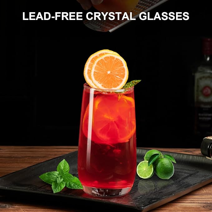 PARACITY Highball Glasses Set of 2, Drinking Glasses 12 Oz, Clear Glass Cups, Tall Tumbler Water Glasses, Glassware Set for Cocktail, Coffee, Mojitos | Clear drinking glassware for cocktails, coffee, mojitos and water, with a tall profile for home kitc...