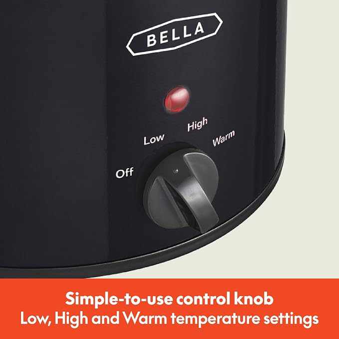 bella 1.5qt Manual Non-Toxic Slow Cooker with 3 Heat Settings, Black
