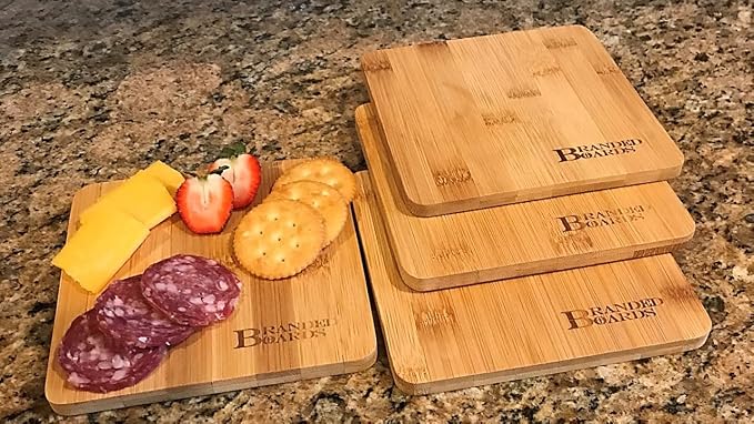 Small Mini All Natural Bamboo Cutting Board, Great for Apartments RV's Home Bar Charcuterie Backpacking Camping Bushcraft Dorm Rooms Picnics & Entertaining (4 Pack)