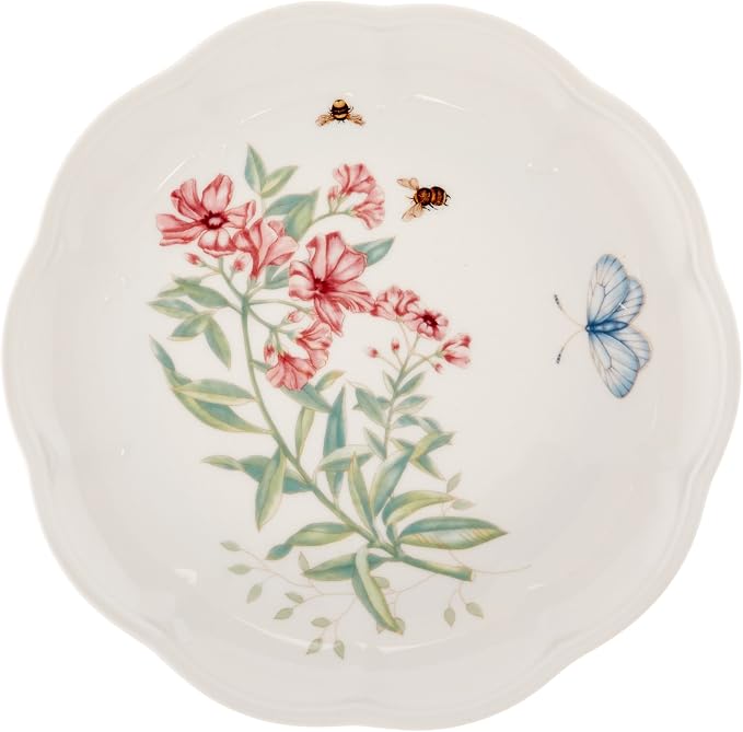 Lenox Butterfly Meadow Porcelain 18-Piece Dinnerware Set for 6 | ceramic, dishwasher safe, microwave safe | plates and bowls sets for kitchen and dining | 10.75 inch plate