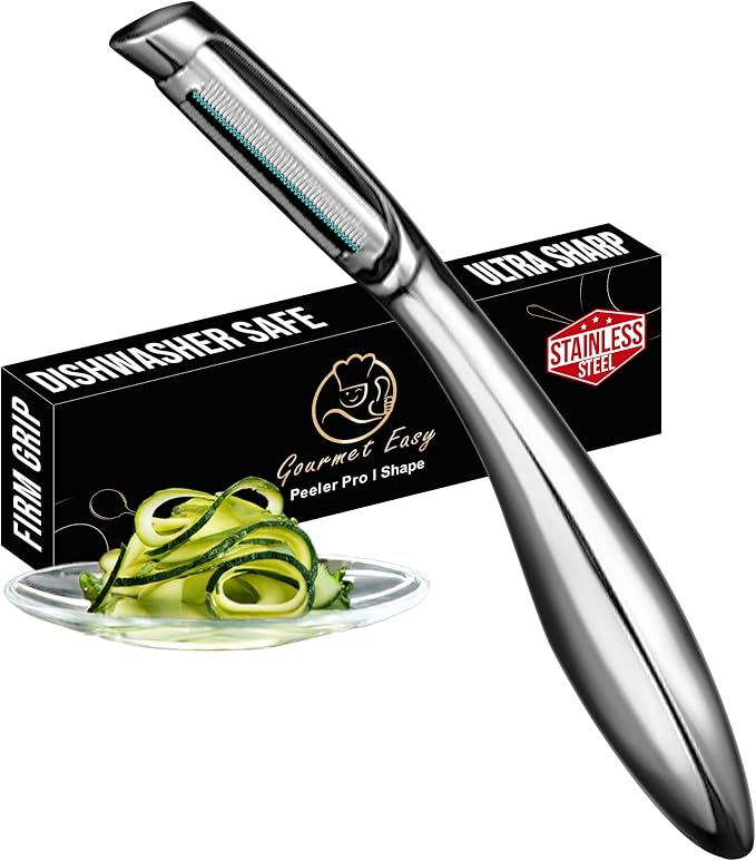 Gourmet Easy Vegetable Peeler Ultra Sharp Stainless Steel Blade (I Peeler) | Left and Right Hand Compatible, Easy Peel and Slice, Ergonomic Handle, Comfortable Grip, Dishwasher Safe, 5-Year Warranty