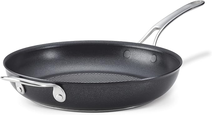 Anolon X Hybrid Nonstick Frying Pan with Helper Handle, 12-Inch | Premium Hybrid Non Stick Skillet, Oven Safe to 500°F, Dishwasher Safe, With Helper Handle, in Dark Gray