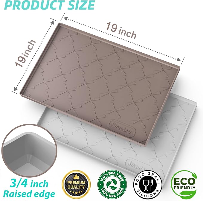 Waterproof Under Sink Mat 19" x 19" Silicone Mat Cabinet Protector | Heavy Duty Kitchen Cabinet Liner, Easy Press Drain, Home Essentials for Pet Feeding, Boots, Bathroom, Organizers & Storage