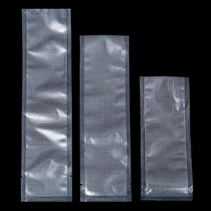 FERENLI 100 Pieces 1.57x9.84 inch (Usable Size 1.18x9.65 inch) Vacuum Sealer Bags for Food Storage Open Top Clear Plastic Flat Pouches Bulk Food Packaging Bags with Tear Notch