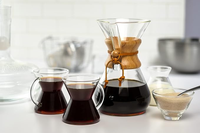 Chemex Pour-Over Glass Coffeemaker - Classic Series - 8-Cup - Exclusive Packaging | Manual Drip Coffee Brewer, Non-Porous Borosilicate Glass, Uses Bonded Filters, Sediment-Free