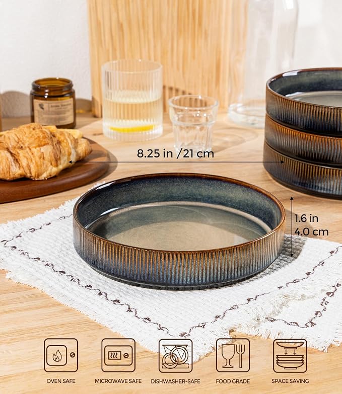 8.25" Ceramic Pasta Bowls Set of 4, Salad Bowls | Versatile Serving Bowls for Pasta, Salad, Fruit & Noodles, Housewarming & Wedding Gift, Cocoa Mocha