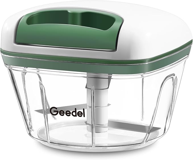 Geedel Vegetable Chopper, Manual Food Chopper with Hand Pull String, 500ml | Manual Food Processor, Sharp Stainless Steel Blade, Non-slip Base, Dishwasher Safe, No BPA, Portable, for Veggie, Fruit, Nut