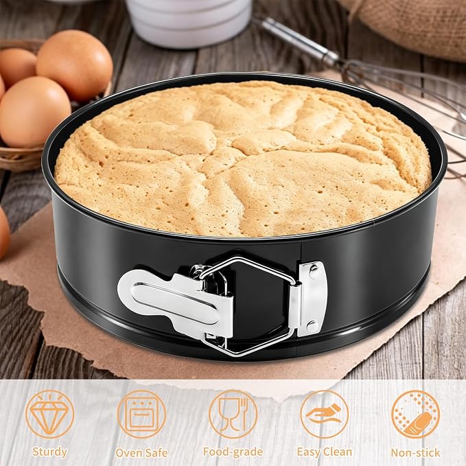 9 Inch Springform Pan Nonstick Cheesecake Pan with Removable Bottom, Round Cake Mold with 50PCS Parchment Paper for Baking Pie Cake Pizza and Quiches