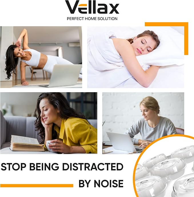 Vellax 64-Pack Clear Silicone Cabinet Bumpers, Self Adhesive Sticky Pads | 64 clear silicone bumpers absorb shock, dampen noise & protect surfaces - sticky, durable & easy to apply anywhere.