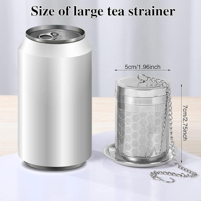 2 Pack Tea Infusers For Loose Tea, Stainless Steel With Lid | 304 Stainless Steel, Fine Mesh Filter, 2 Sizes, Fits Most Cups And Teapots, With Drip Trays, Dishwasher Safe