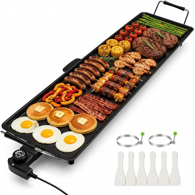 DORTALA 35" Extra Large Electric Griddle 2000W | Outdoor Flat Top Grill | Nonstick Cooking Surface | BBQ, Breakfast, Pancakes, Burgers, Steak, Bacon & Family Parties