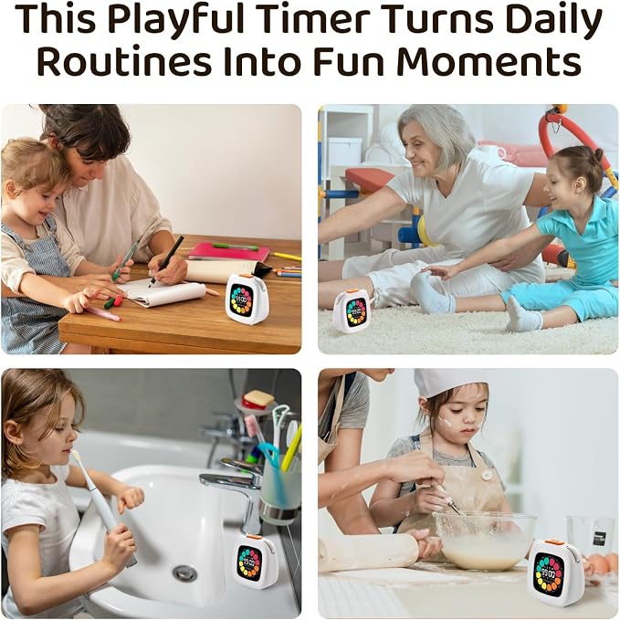 M&G Digital Timer for Kids, 99 Min Visual Timers with Alarm, Rechargeable Kitchen Timer Up to 10 Days, Office Scene Accurate Timing, 3 Sound Modes, Daily Use at Home Classroom
