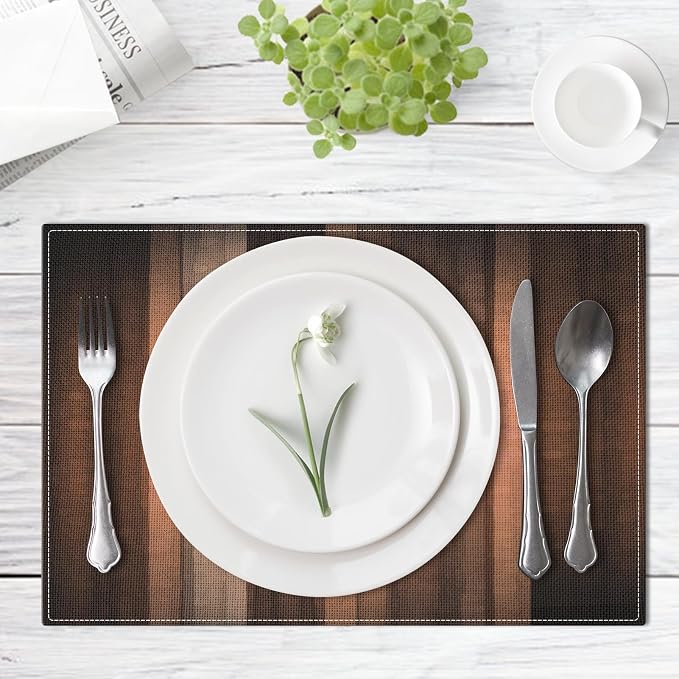 Emvency Farmhouse Placemats Set of 6, 12x18 Inch, Striped Rustic | Farmhouse Modern Art Painting Table Mats for Outdoor Home Party Kitchen Dining Decoration