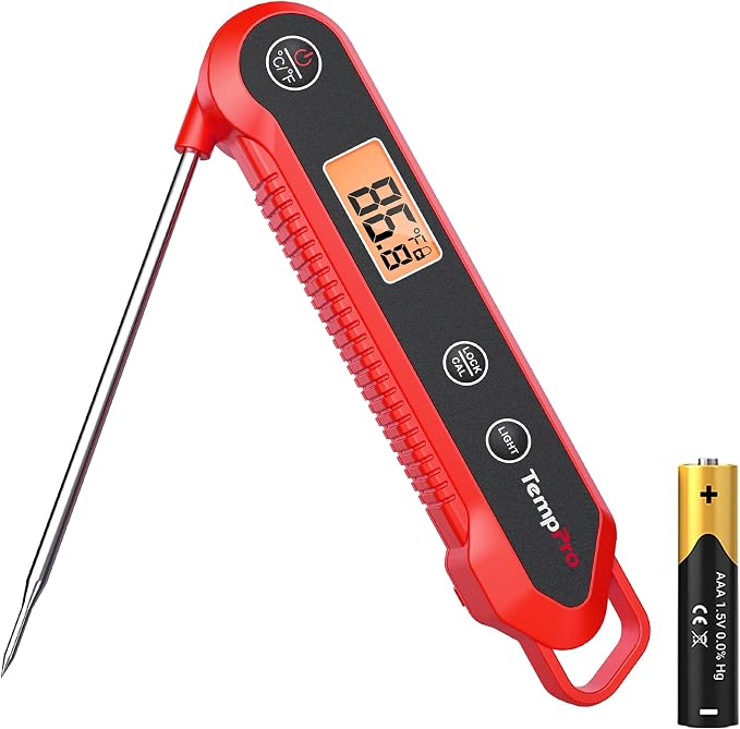 TempPro TempSwift 1 Sec Meat Thermometer Digital for Kitchen Cooking Food | 3.9 inches Long Probe, 0.9°F Accuracy, Waterproof & Backlight Food Thermometer for Cooking Oil Frying Candy Baking BBQ, Grill