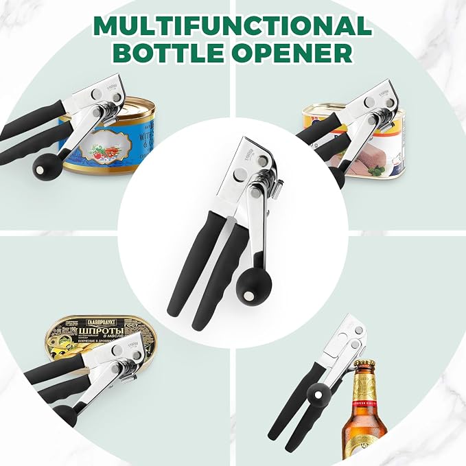 Commercial Can Opener Manual Heavy Duty for Seniors for Kitchen | Stainless Steel Hand Crank Can Opener Smooth Edge Can Opener for Restaurant for Big Cans for Arthritics