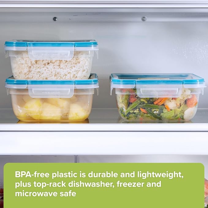 Snapware Plastic Total Solution (3-Pack, 8.5-Cup) Food Storage Containers | Meal prep containers with plastic BPA-free lids with 4 locking tabs, microwave, dishwasher, & freezer safe