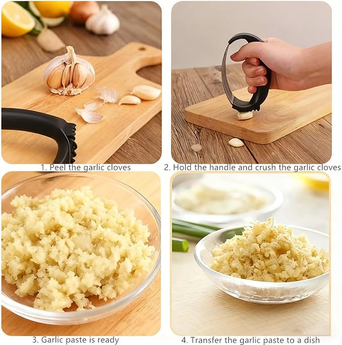 Bestac Stainless Steel Garlic Press, for Kitchen Use, Easy-Clean & Ergonomic Handle for Easily Crushing, Cooking Gadget (1)