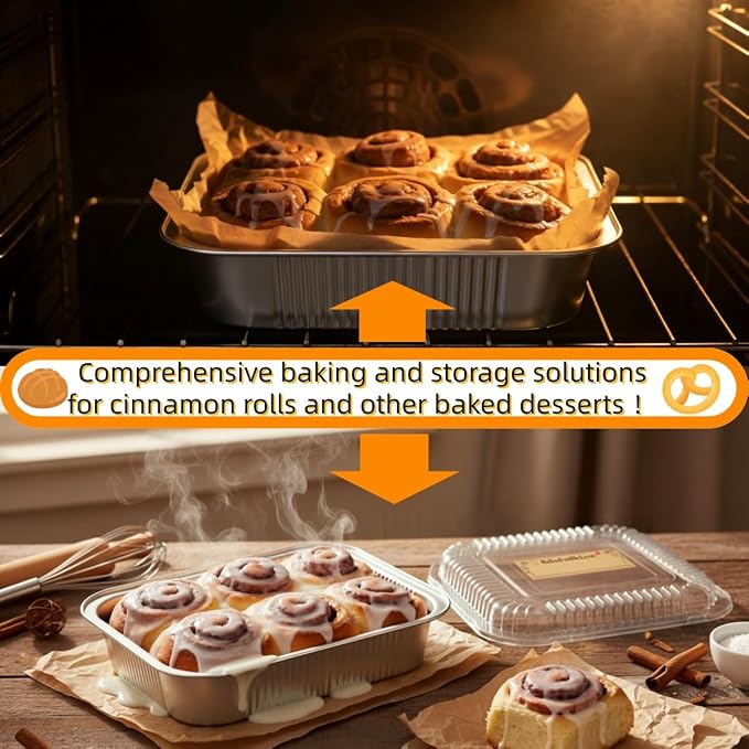 Gyreuni 40 Pack 8x8 Disposable Aluminum Baking Pans with Lids Kit | Heavy-duty aluminum foil pans resist bending and are ideal for baking, storing and transporting food.