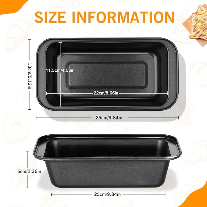 tchrules Loaf Pans 8×4 Inch Carbon Steel Bread Pan Nonstick Baking Set | Even Heat Baking|Oven Safe 450°F|Easy Release Bake|PFOA Free Coating|Warp Resistant Steel|8 Pack Value (Black)