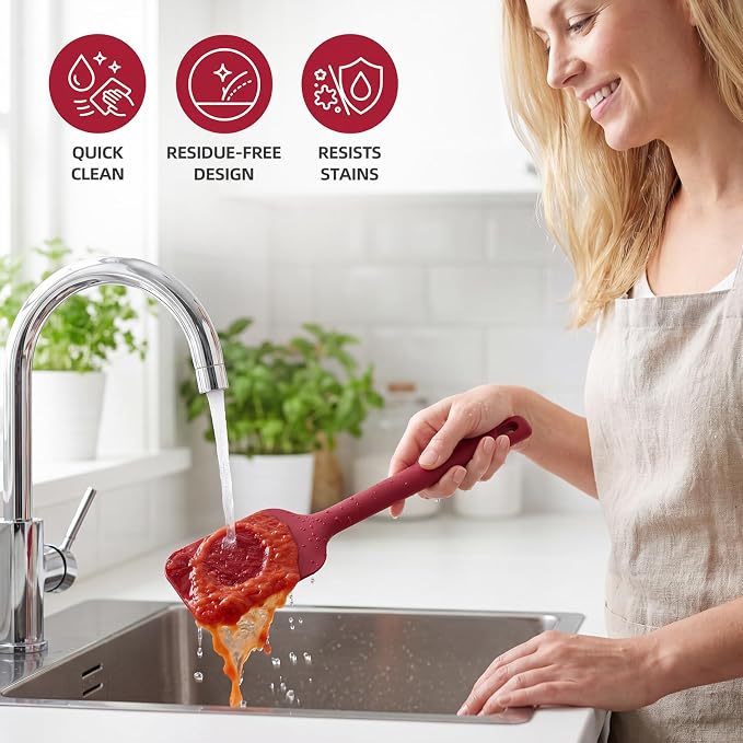 Kitchen Utensils Set 6 PCS,Silicone Cooking Utensils Set Spatula Set,446℉ Heat Resistant Cooking Utensils,Tongs,Spoon,BPA Free Kitchen Gadgets Appliances for Non-Stick Cookware,Home Essential(Red-6P)