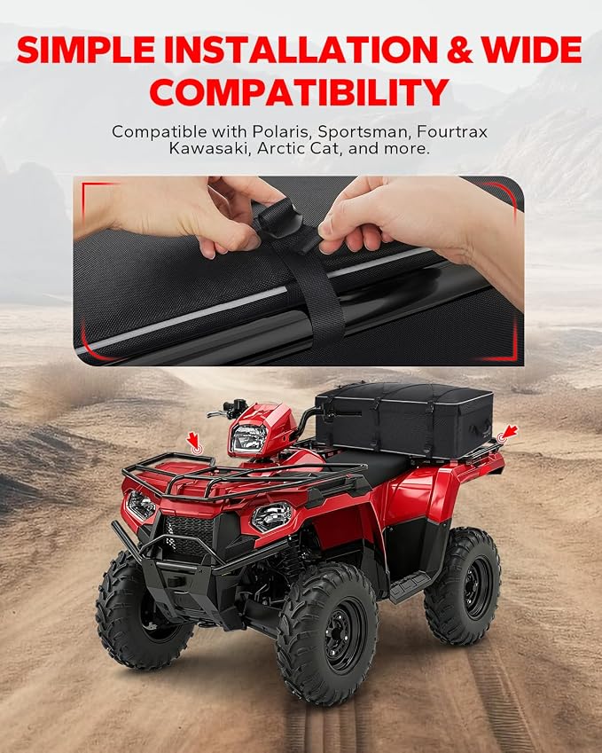ATV Gear Bag, Upgraded ATV Storage Bags for Front Rear Rack, Upgraded Double-layer Waterproof Design Cargo Bag With Cooler Bag Compatible With Polaris Sportsman Fourtrax Kawasaki Arctic Cat
