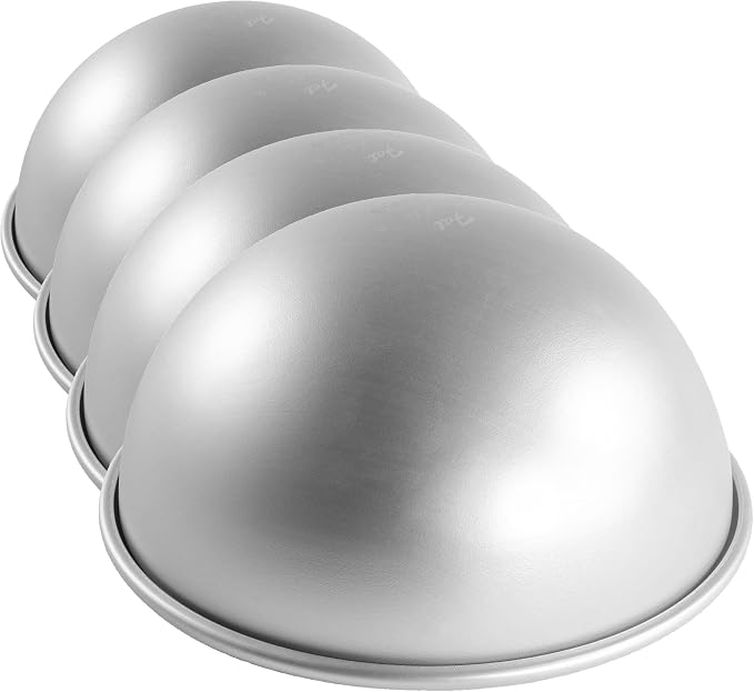 Fat Daddio's PHA-8 Anodized Aluminum Hemisphere Pan, 8 x 4 Inch (Pack of 4)