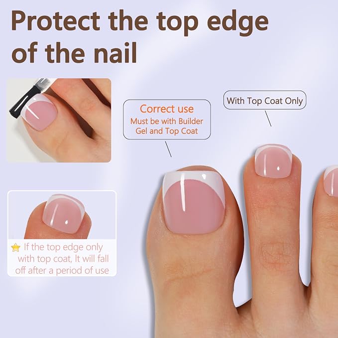 Misssix Press on Toenails Short, French Tip Toe Nails Square Pink | 150pcs Soft Gel Fake Toe Nail Tips Extensions for Women Nail Art DIY 15 Sizes