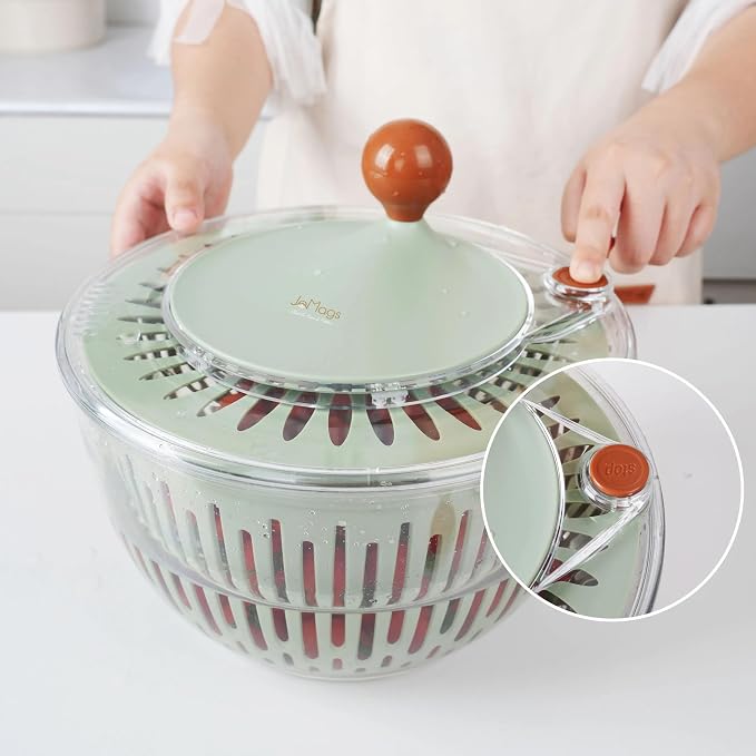 Easy Spin Manual Salad spinner vegetable dryer and drainer, fruit cleaner spinner with bowl