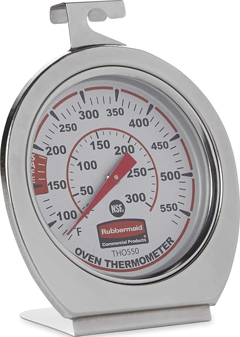 Rubbermaid Commercial Products Stainless Steel Monitoring Thermometer, Safe for Inside Oven/Grill/Smoker, 60-580°F Range, Easy to Read Food Thermometer For Food Resturant/Home Cooking