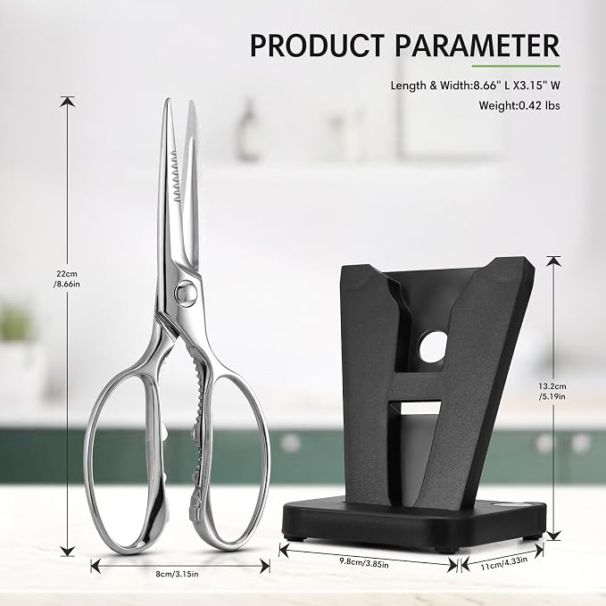 BALUCA Heavy Duty Kitchen Scissors, Kitchen Shears for Meat, Chicken, Fish, Poultry, Herb and Bread - Stainless Steel Detachable All Purpose Cooking Shears, Dishwasher Safe