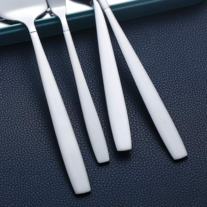 Silverware Serving Set 10 Pieces, Berglander Stainless Steel Flatware Serving Set, Serving Spoon, Silver Serving Utensil, Anti Rust(10 Pieces)