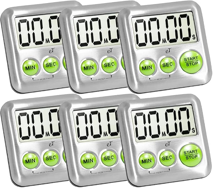 Elegant Digital Kitchen Timer Stainless Steel - Loud Alarm - Model Lime
