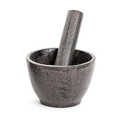 Sungmor Cast Iron 3 Inches Diameter Mortar and 3.9 Inches Tall Pestle | Small Heavy Duty Black Spice Grinder Set,Rustic Useful Kitchen Tools for Grinding Spices, Herbs, Nuts and Pesto