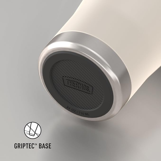THERMOS Icon Series 24oz Stainless Steel Tumbler with Slide Lock Lid, Leakproof, Fits Cupholder, Dishwasher Safe, Griptec™ Non‑Slip Base, Keeps Drinks Hot 6 Hrs/Cold 22 Hrs, Sandstone