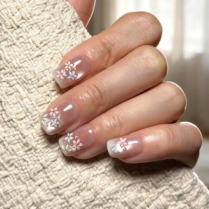 6 Packs (144 Pcs) | Reusable Press on Nails | cute nails | 6-Style Bundle | 12 Sizes | Each Style 24 Pcs | Blush Pink Bow Cat Eye