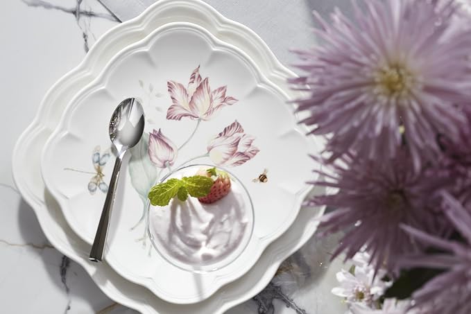 Lenox Butterfly Meadow Square Porcelain 18-Piece Dinnerware Set for 6 | ceramic, dishwasher safe, microwave safe | plates and bowls sets for kitchen and dining, dish set, dishes
