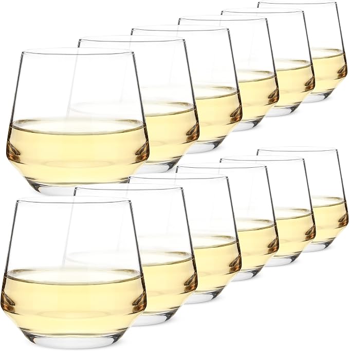 BTaT- Stemless Wine Glass, 12 oz, Set of 12, Wine Glasses No Stem