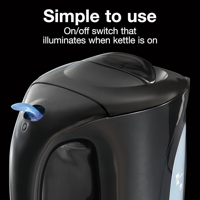 Proctor Silex 1 Liter Electric Tea Kettle, Water Boiler & Heater | Fast Boiling 1000 Watts | Cordless Serving | Auto-Shutoff & Boil-Dry Protection | Black | K2071PS