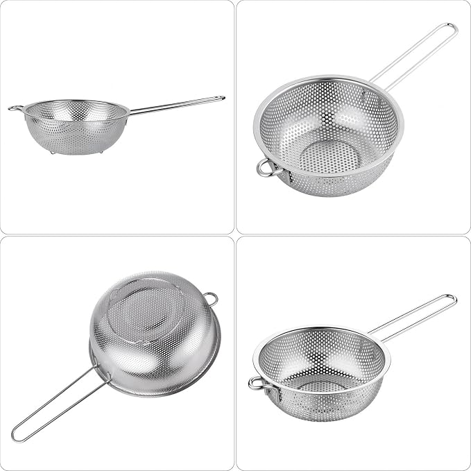 GREATLINK Stainless Steel Basin Colander with Handle Kitchen Strainer, Resting Feet and Colander to Strain, Rinse, Fry, Steam or Cook Vegetables & Pasta & Wash fruits,7.68inch(19.5cm)
