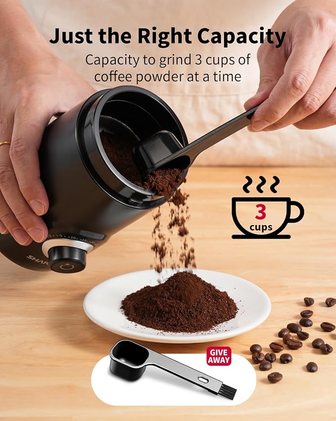 SHARDOR Electric Coffee Grinder, 70g Large Capacity Spice Grinder with Visual Timing Knob for Precise Grind, Quiet Coffee Bean Grinder for Espresso, French Press, Herbs and Grains, Black