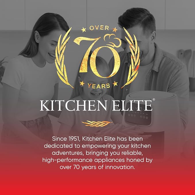 Kitchen Elite 5.5 Qt. Digital Air Fryer, Countertop Cooker with LED Screen, Presets for Air Fry, Roast, Dehydrate, Defrost and Reheat, White