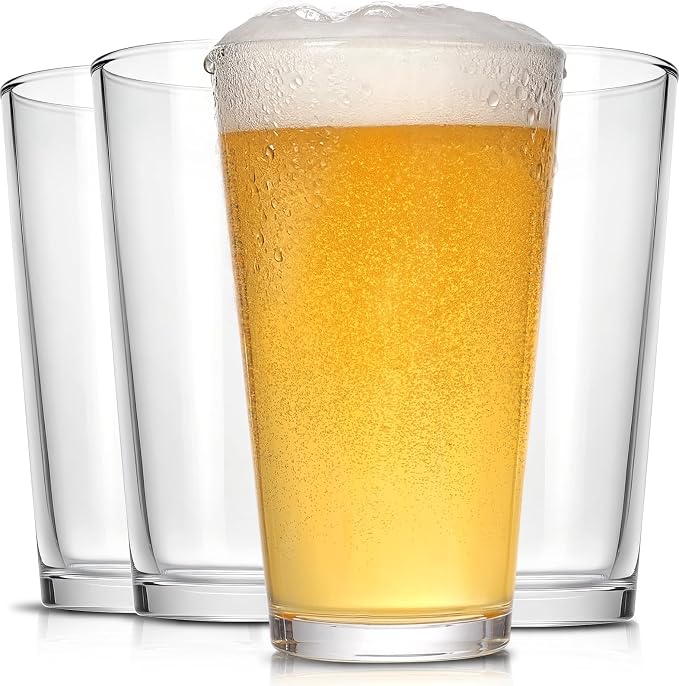 CUCUMI 16 Oz Beer Pint Glasses Set of 4 | Drinking Glasses,Cocktail Glasses Made for Hot & Cold Beverages Mixing Glass & Highball Set of 6 for Homes, Pubs & More
